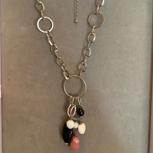 Lia Sophia Necklace Pink Black White Silver